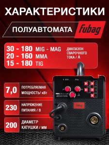 Полуавтомат сварочный инверторный FUBAG IRMIG 188 SYN PLUS c горелкой FB 150 3 м в Казани фото