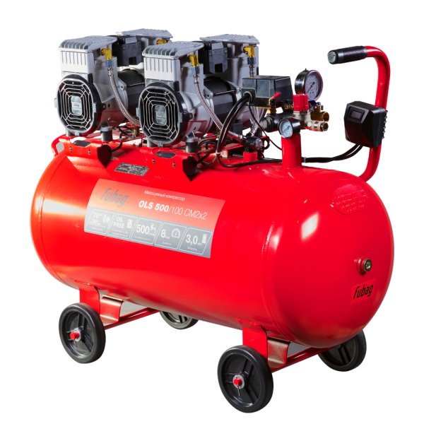 Компрессор воздушный безмасляный малошумный FUBAG OLS 500/100 CM2х2 + Набор пневмоинструмента (5 предметов) в ПОДАРОК в Казани фото