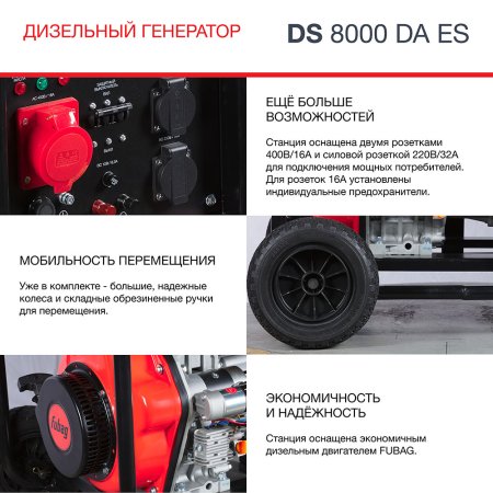 FUBAG Дизельный генератор (трехфазный) с электростартером и коннектором автоматики DS 8000 DA ES в Казани фото