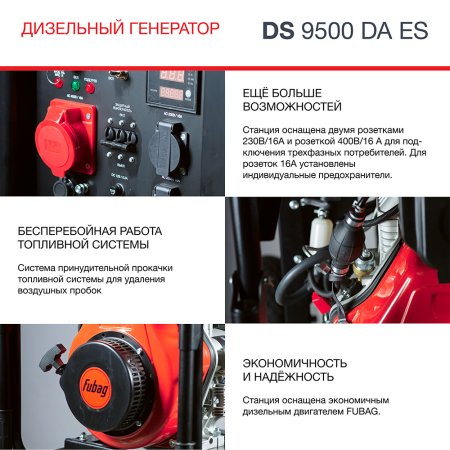 FUBAG Дизельный генератор (трехфазный) с электростартером и коннектором автоматики DS 9500 DA ES в Казани фото